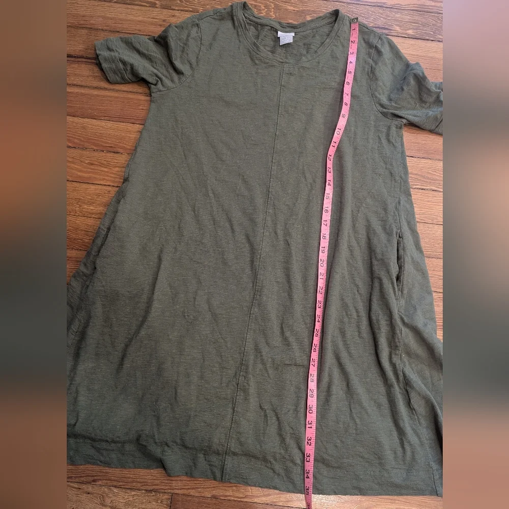 Chico's Cotton Blend Mid Length Casual Dress Olive Green - Picture 9 of 9